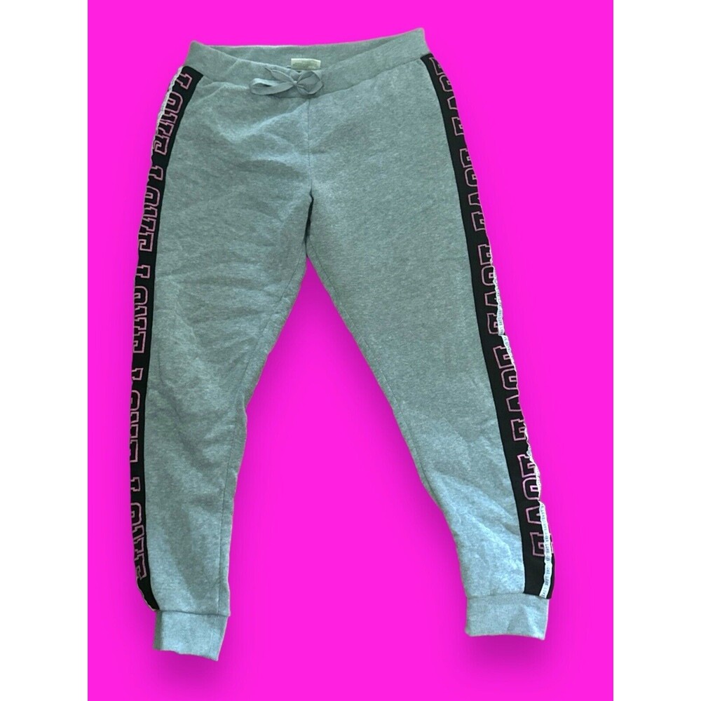 Bobbie Brooks LOVE Joggers Pink Gray Drawstring Sweatpants Workout Yoga Pants XL